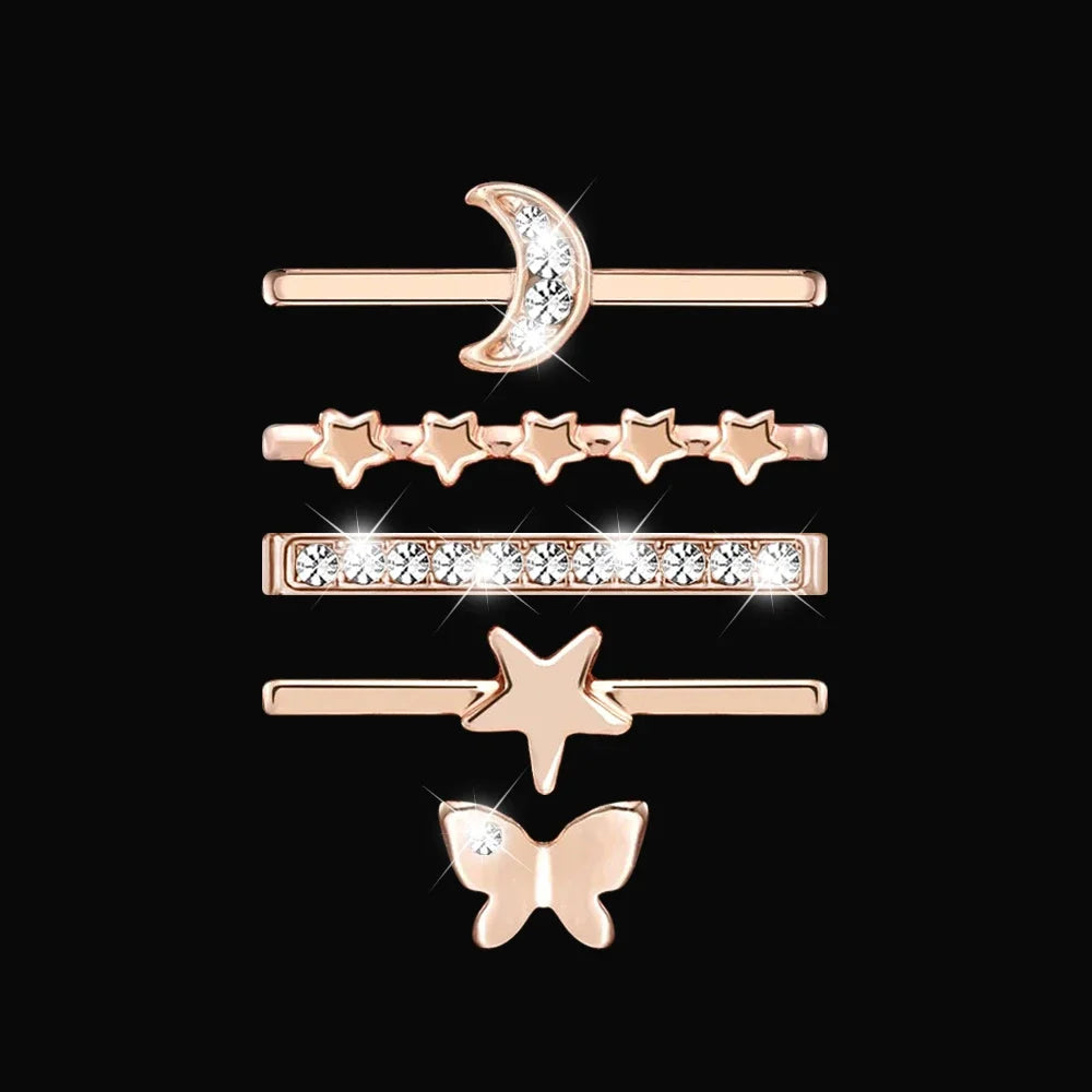 5pcs Decoration Ring For Apple Watch band Series 10 8 7 9 6 Diamond Jewelry Charms for Samsung Huawei Silicone band accessories