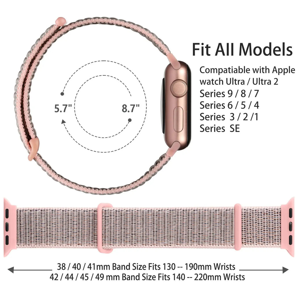 Nylon Loop band for Apple Watch band 46mm 40mm 41mm 42mm 44mm 45mm 38mm Adjust band for Apple Watch Ultra 49mm 8 7 6 SE 5 4 Band