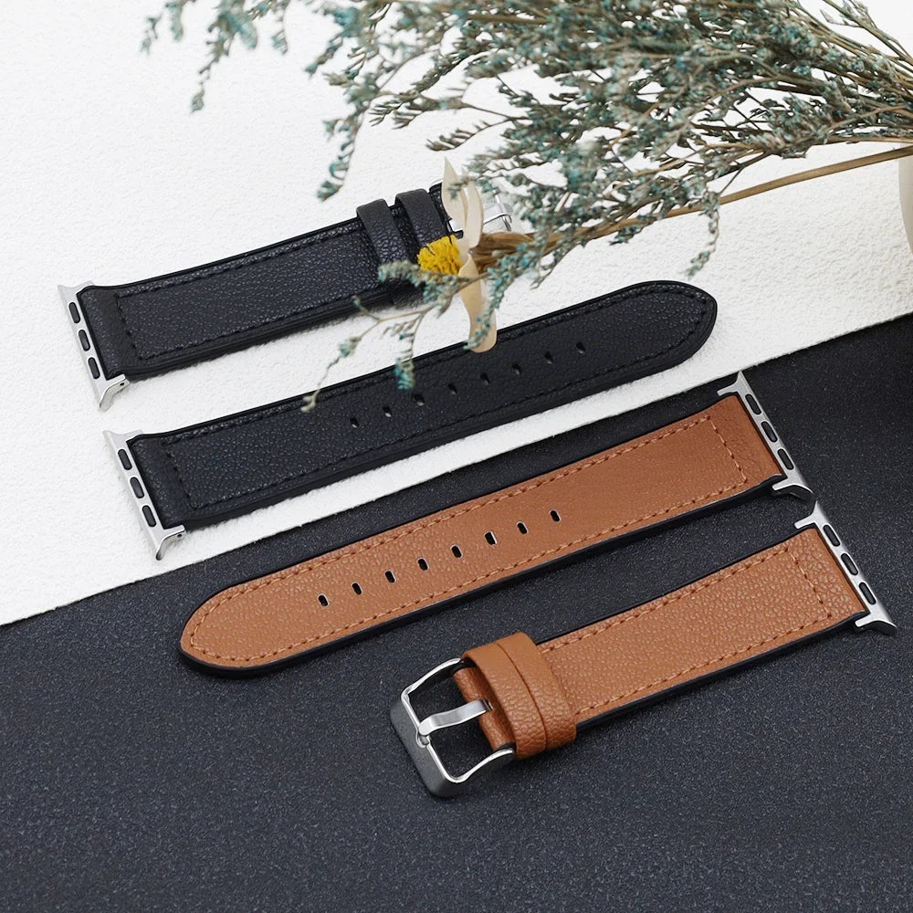 PU Leather band for Apple Watch band 45mm 44mm 40mm 42mm 46mm 41mm Ultra 49mm soft band for Apple Watch Series 10 9 8 7 6 5 SE 4