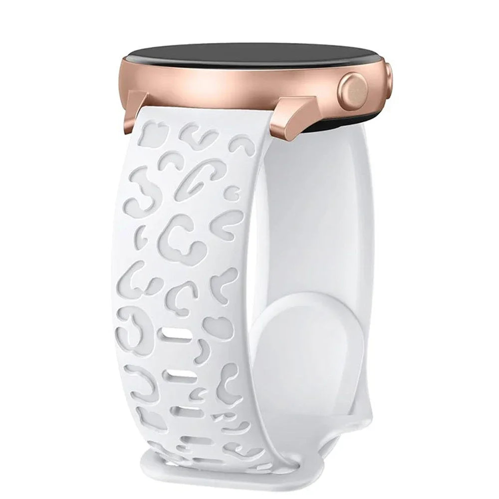 20mm Engraved Leopard Band for Samsung Galaxy Watch 7/FE/6/5/5 pro/FE/4 classic Silicone Sport bracelet Huawei GT 5-4-3-2 Strap