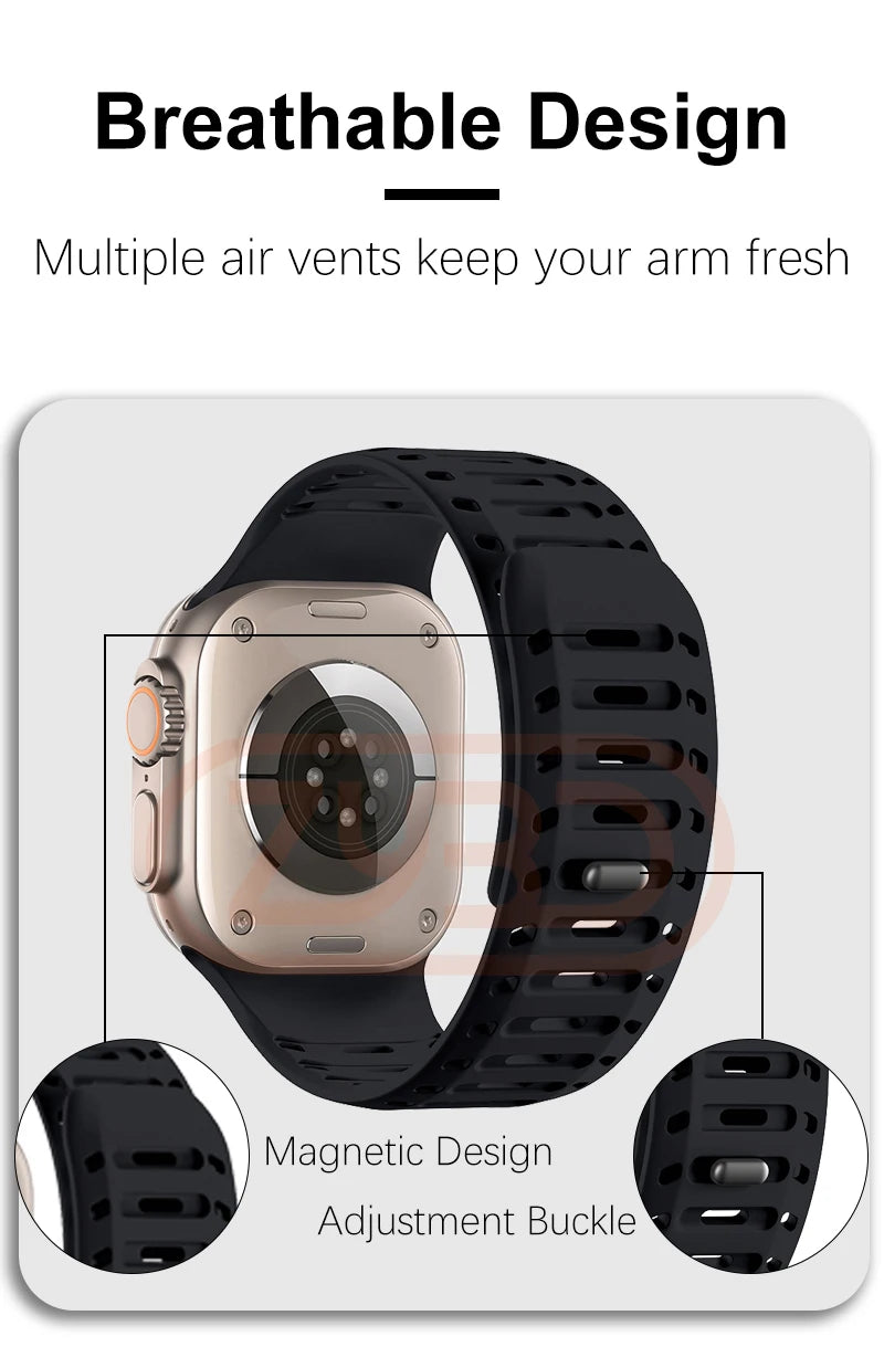 Magnetic band For Apple Watch Ultra 10 9 8 7 6 SE 5 Soft Silicone Breathable band For Apple Watch 42mm 44mm 45mm 46mm 49mm