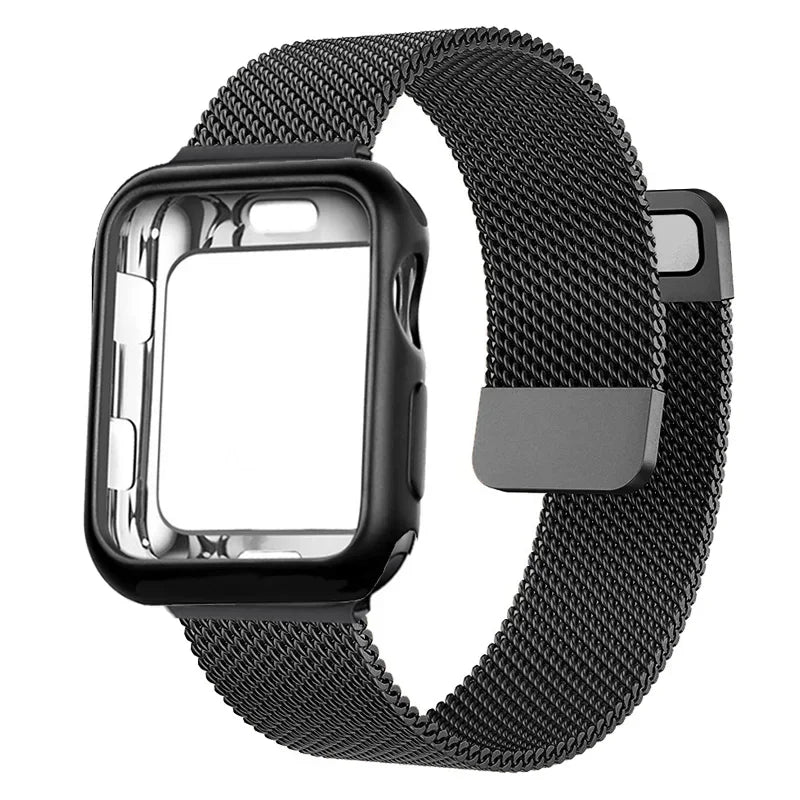 Milanese Case+band for Apple Watch band 9 8 7 6 SE 5 4 49mm 45mm 41mm 40mm 44mm 42mm watch band For Apple Watch Series 10 Correa 46mm