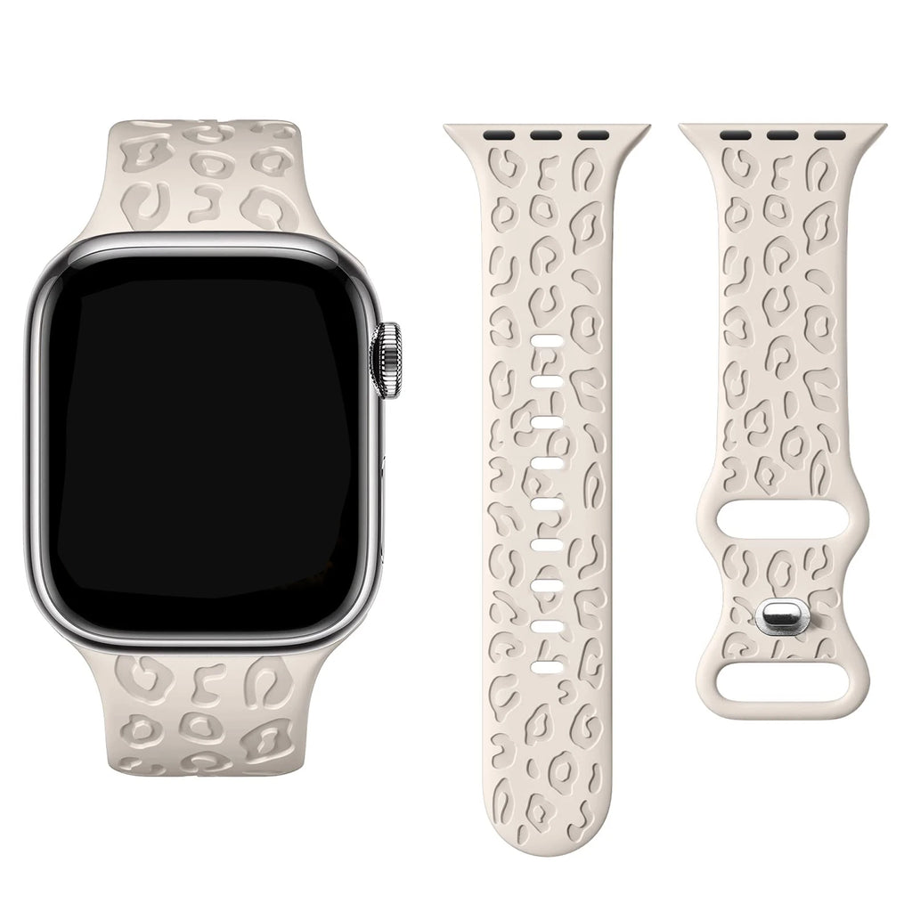 Engraved Leopard band For Apple Watch Ultra 2 3 band 49mm 44mm 41mm 40mm 45mm 38mm Silicone band Apple Watch Series 98765SE 10 11 46mm 42mm