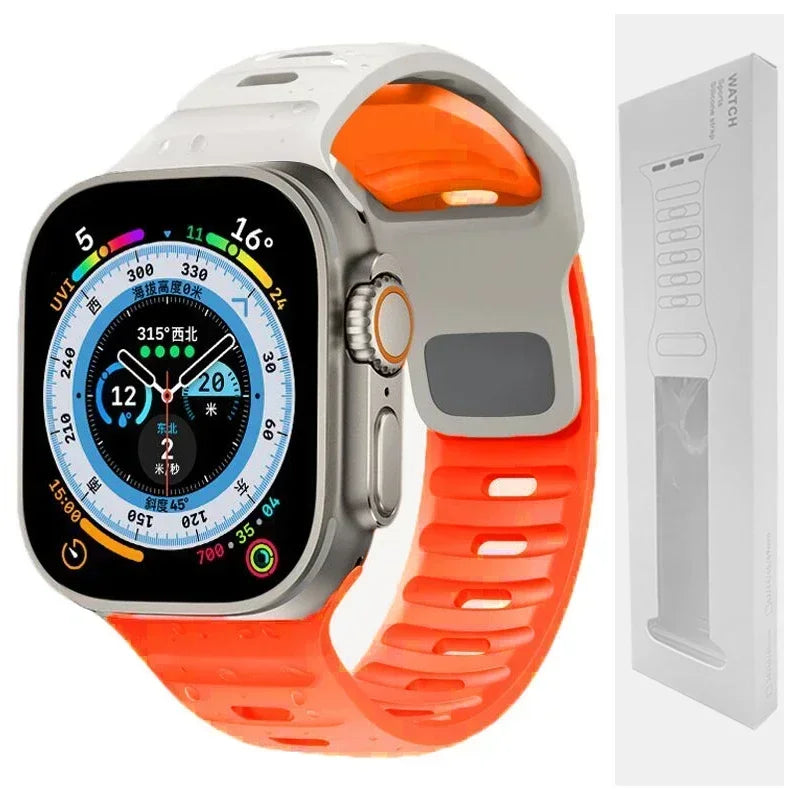 Soft Silicone band For Apple Watch band Ultra 2 49mm 44mm 45mm 42mm 41mm 42mm Sport watch band Apple Watch Serise SE 4 5 6 7 8 9 band