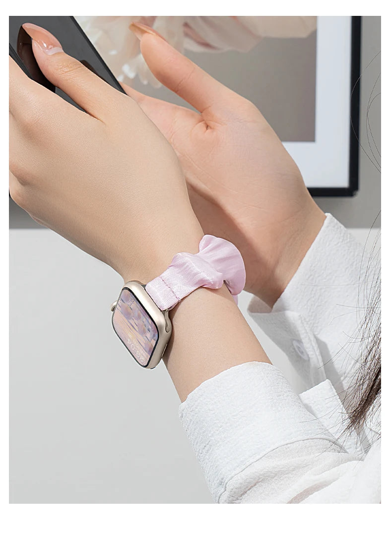 Scrunchie Compatible For Samsung Galaxy Fit 3 SM-R390,Cute Ice Silk Elastic for Samsung Galaxy Fit 3 Accessories