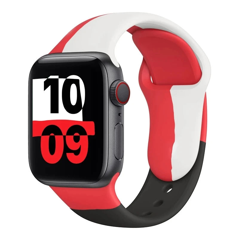 Silicone band For Apple Watch band 49mm 44mm 40mm 38mm 42mm 41mm 45mm Black Unity belt Sport band for Apple Watch Series 9 8 7 3 4 5 6 SE 2