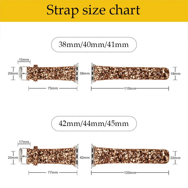 Leather band for Apple Watch band Ultra 49mm 38mm 40mm Women 42mm 44mm 41mm 45mm Glitter band i Watch Series 7 8 6 5 4 3 2