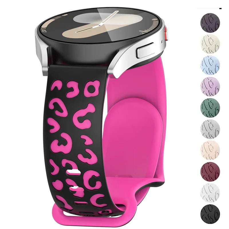 20mm Engraved Leopard Band for Samsung Galaxy Watch 7/FE/6/5/5 pro/FE/4 classic Silicone Sport bracelet Huawei GT 5-4-3-2 Strap