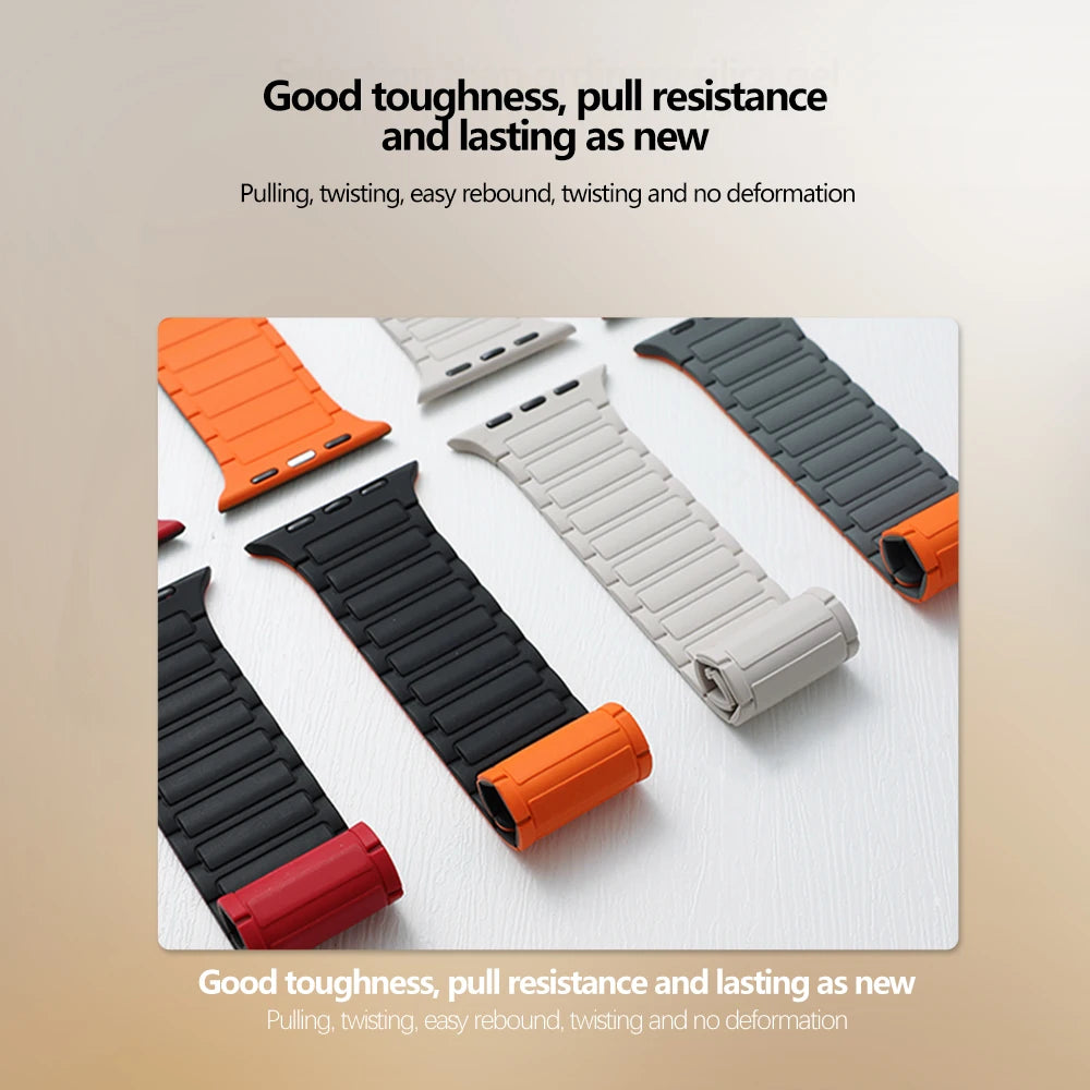 Silicone band for Apple Watch band Ultra 3 2 49mm 46mm 45mm 44mm 41mm 42mm Magnetic band for Apple Watch Series 11 10 9 8 7 6 SE 5