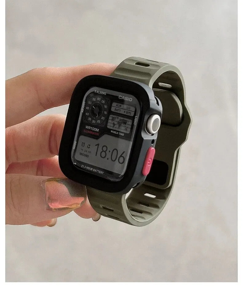 Candy Silicone Case+ band For Apple Watch Series 9 45mm band 8 7 42mm 41mm SE 6 5 4 3 2 1 44mm 40mm 38mm Apple Watch Ultra 2 49mm