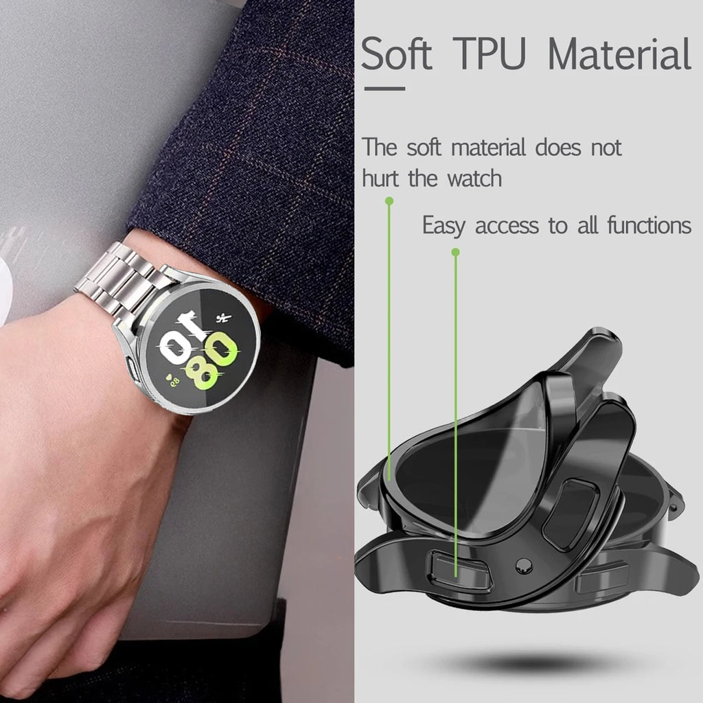 Band+Case for Samsung Galaxy Watch 7 6 5 4 44mm 40mm Stainless Steel Bracelet TPU Cover Watch 6/4Classic 43/47mm 46mm 42mm Strap