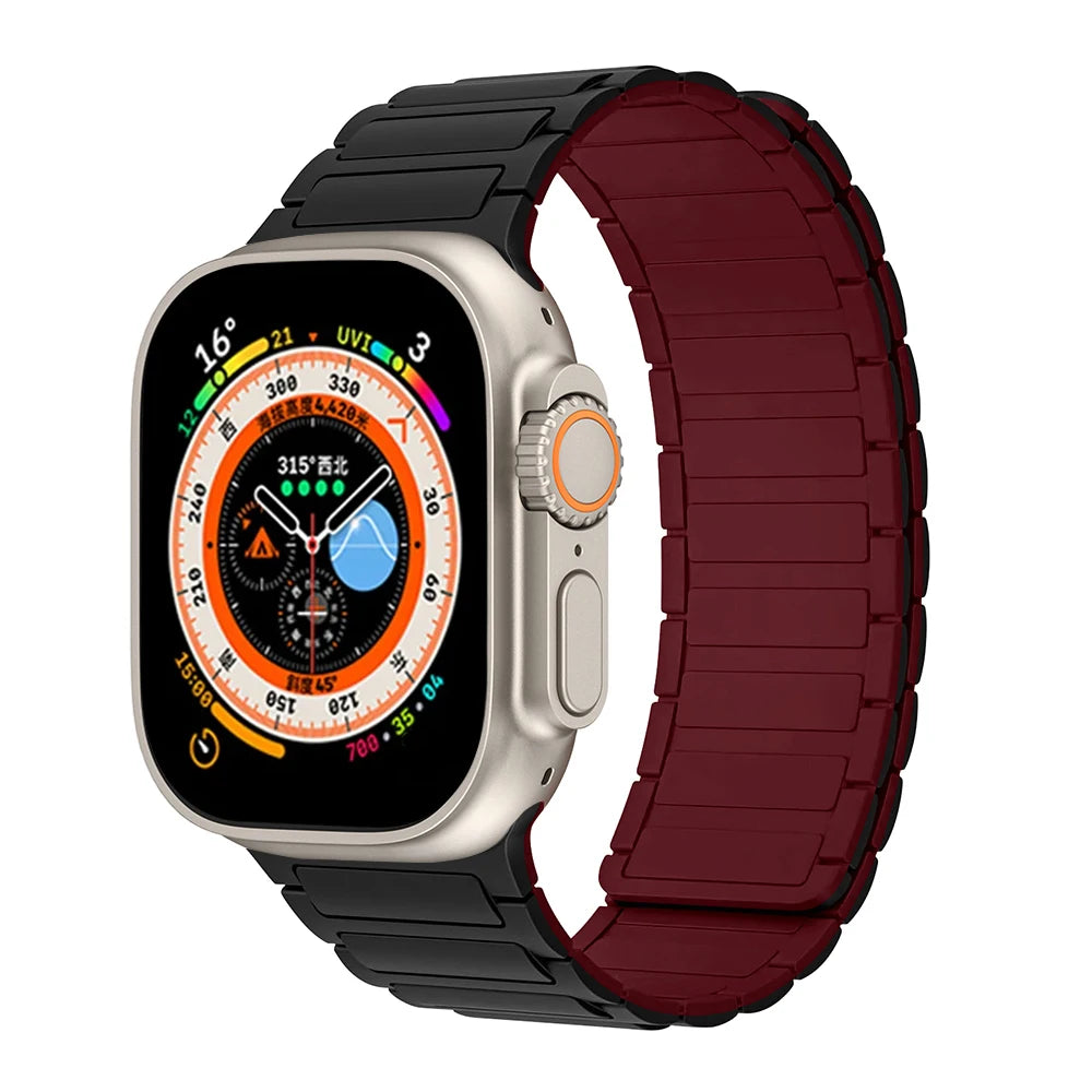 Silicone band for Apple Watch band Ultra 3 2 49mm 46mm 45mm 44mm 41mm 42mm Magnetic band for Apple Watch Series 11 10 9 8 7 6 SE 5