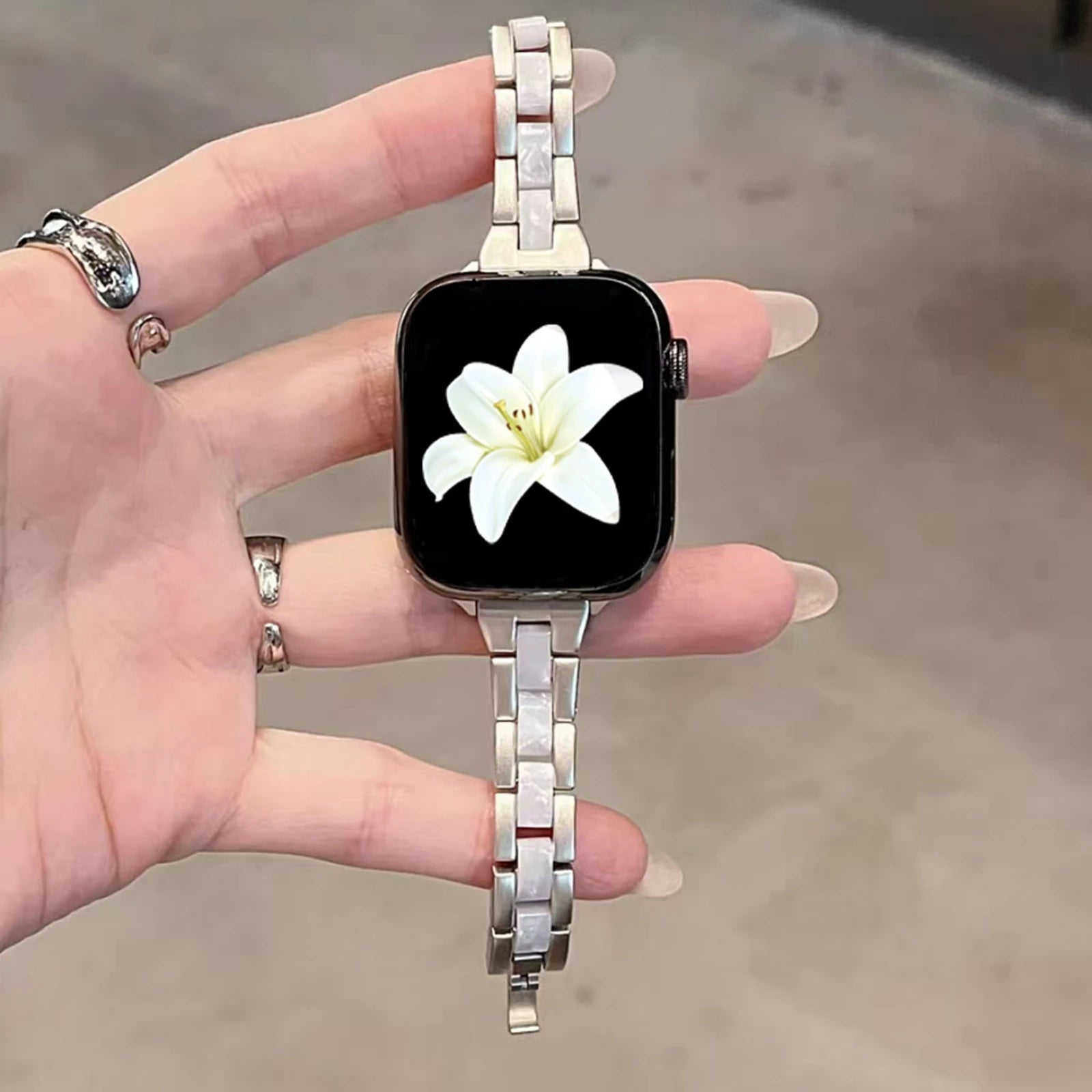 resin metal band For Apple Watch band women Ultra 10 9 8 7 6 5 4 3 2 1 SE 38mm 40mm 41mm 42mm 44mm 45mm 46mm 49mm Loop