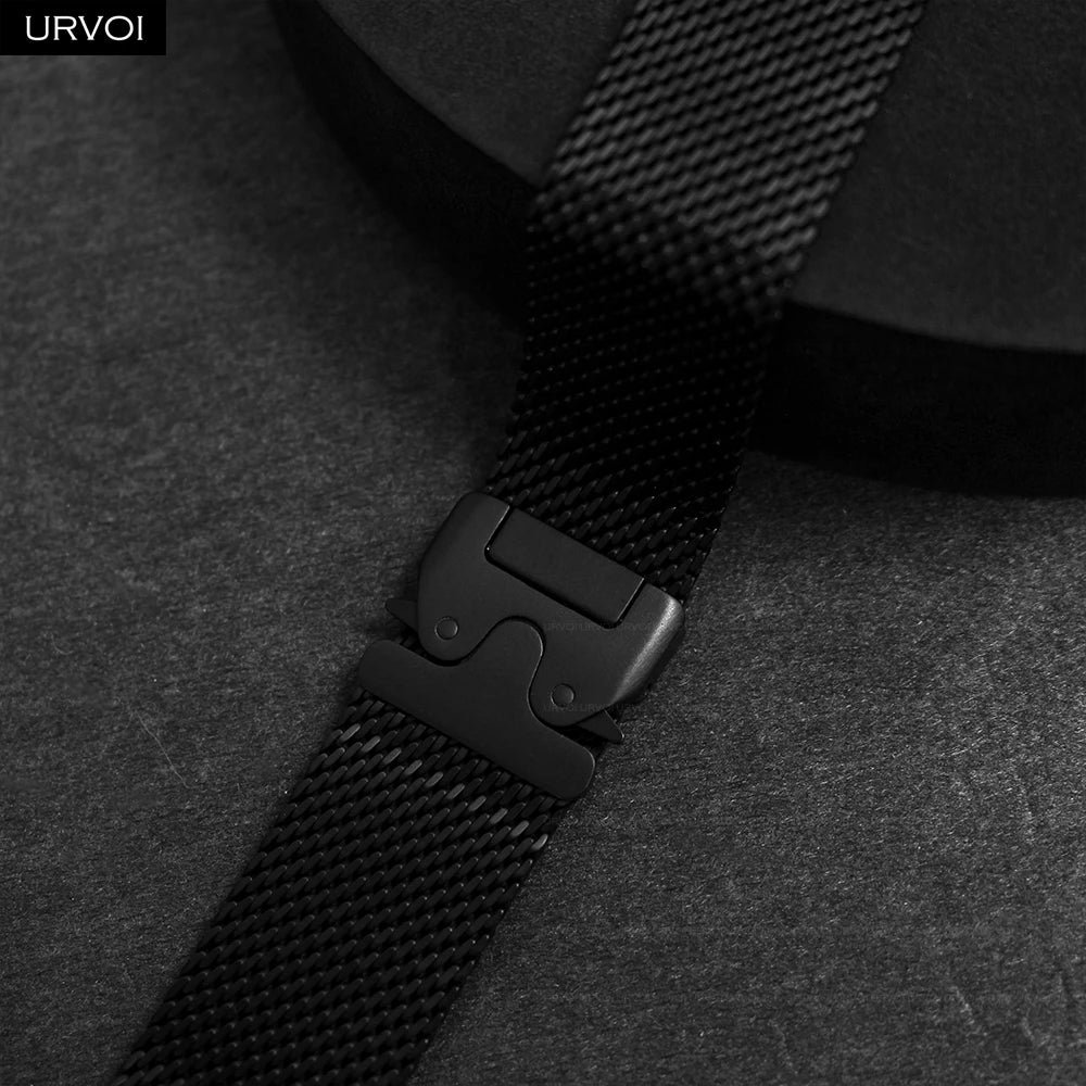 URVOI Titanium Milanese loop for Apple Watch Ultra 3 2 Series 11 10 9 Natural Black band mesh band for Apple Watch parachute buckle