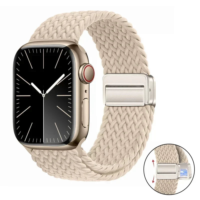 Magnetic Braided band For Apple Watch band 46mm 42mm 45mm 41mm 44mm 40mm Ultra 2 49mm Nylon band Apple Watch 10 9 8 7 6 5 4 SE