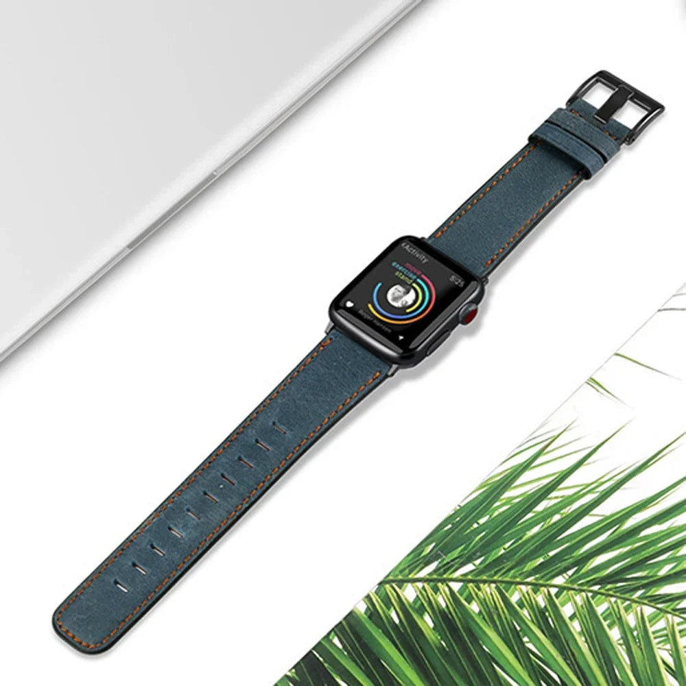 Leather band for Apple Watch band 45mm 41mm 40mm 44mm 42mm 38mm belt Retro band Apple Watch Series 5 4 3 SE 6 7 8 9 Ultra 2 49mm