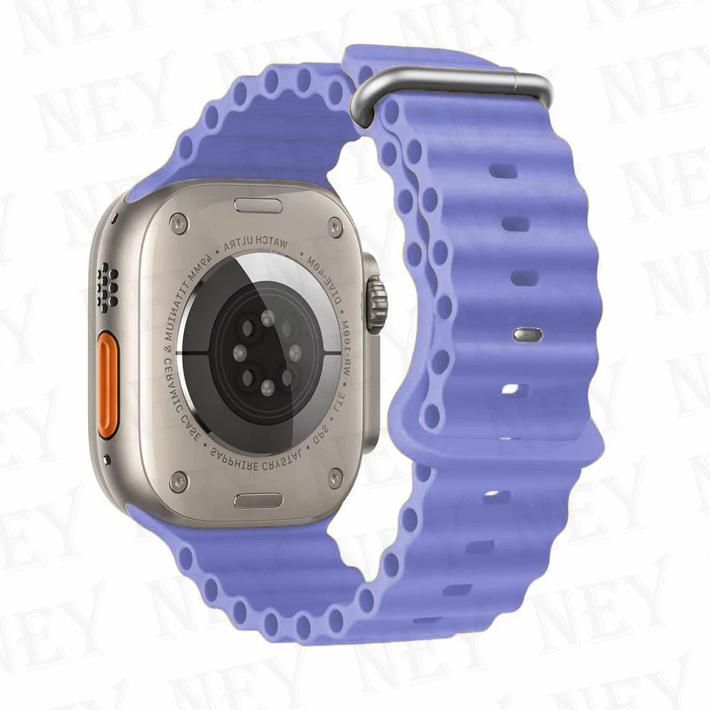 Ocean band for Apple Watch Ultra 2 49mm 44mm 45mm 42mm 38mm 40mm 41mm silicone band correa Apple Watch Series 9 8 7 SE 6 5 4 3 band