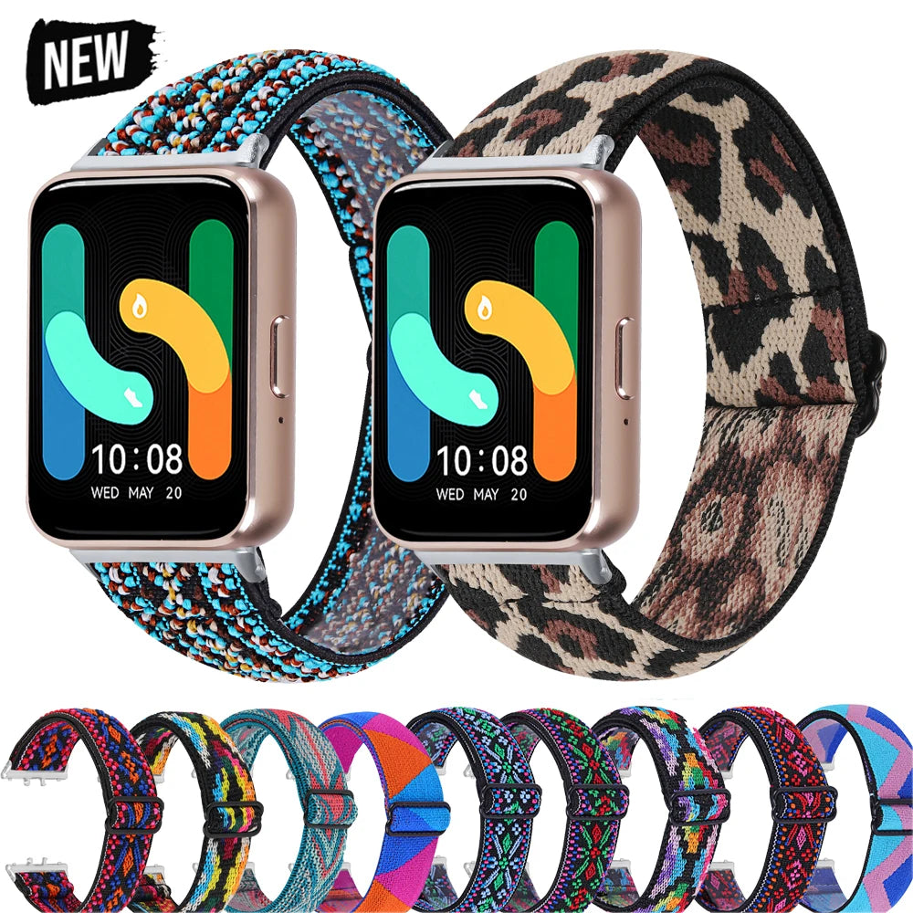 Tie Dye Print Strap For Samsung Galaxy Fit 3 Weaves Elastic Wristband For Samsung Galaxy Fit 3 SM-R390 Sport Vintage Watchband