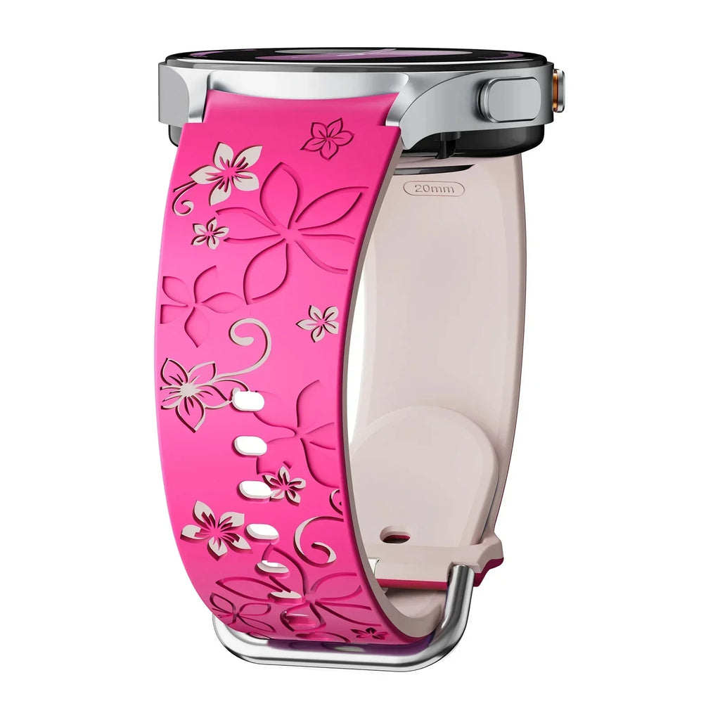 No Gaps Band for Samsung Galaxy Watch 7/5 Pro/4 6 Classic 40 44mm Engraved Silicone Sport Bracelet correa Galaxy Watch 7 Straps