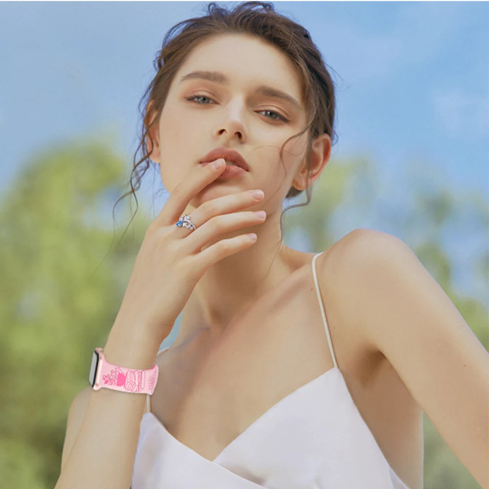 Book Love Engraved Silicone band Suitable for Apple Watch 40mm 41mm 42mm 44mm 45mm 46mm 49mm Apple Watch Ultra Series 10 9 8 7 6 SE