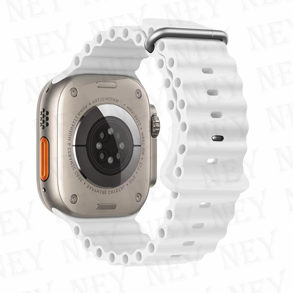 Ocean band for Apple Watch Ultra 2 49mm 44mm 45mm 42mm 38mm 40mm 41mm silicone band correa Apple Watch Series 9 8 7 SE 6 5 4 3 band