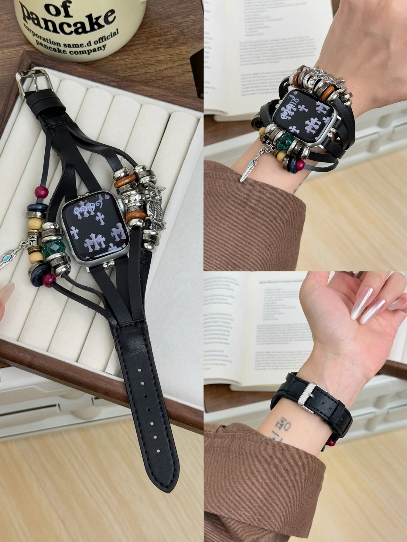 New Bilng metal leather band link For Apple Watch band Series 11 10 8 7 6 3 4 5 9 40mm 41mm 38mm 42mm 44mm 45mm 46mm band