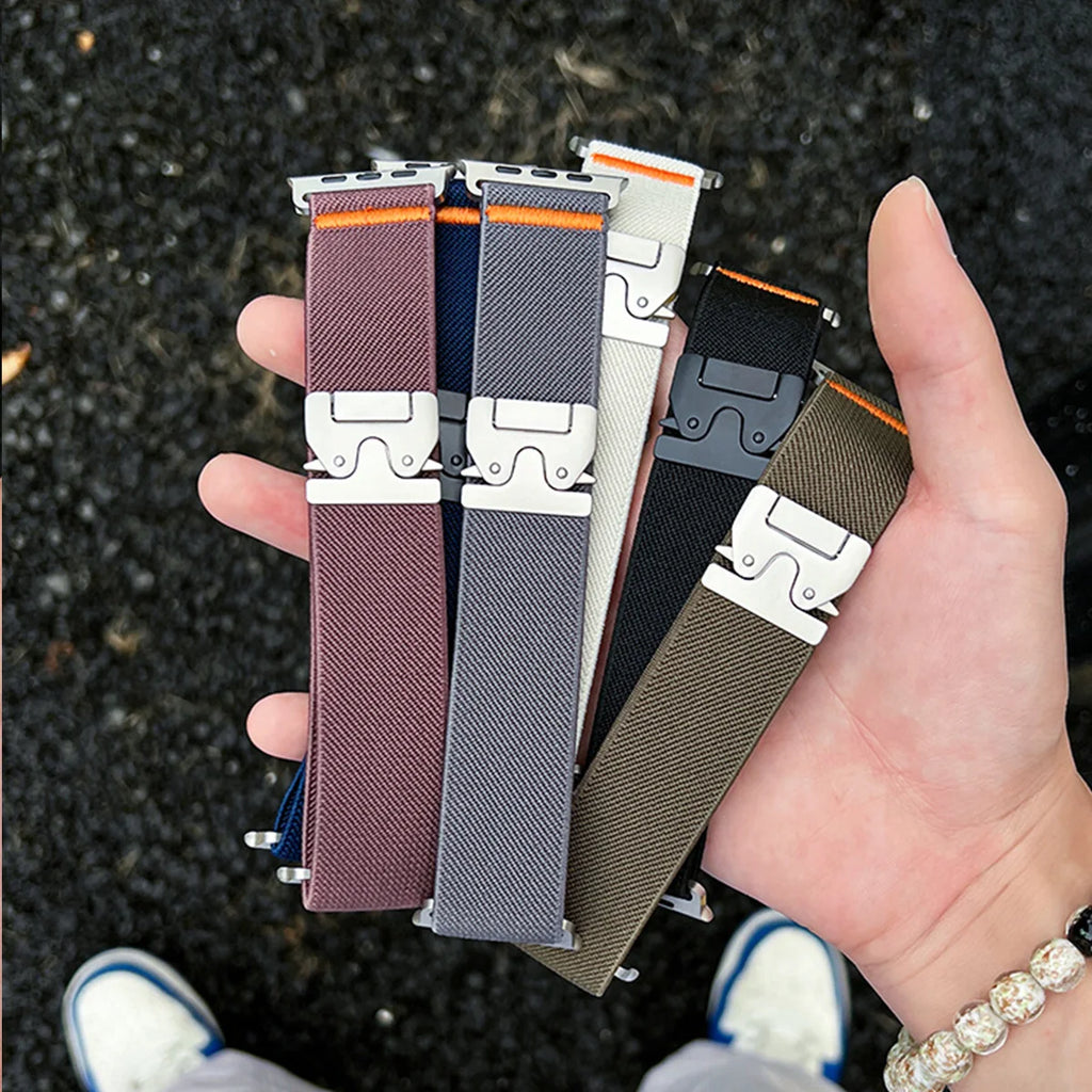 Nylon band for Apple Watch band Ultra 2 49mm 10 9 8 7 46mm 44mm 42mm 45mm 41mm Braided Elastic band for Apple Watch Series 6 SE