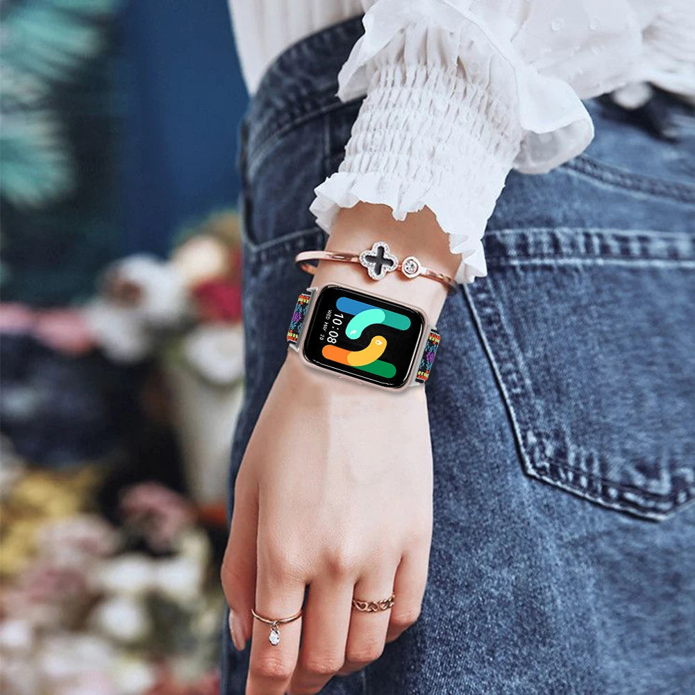 Tie Dye Print Strap For Samsung Galaxy Fit 3 Weaves Elastic Wristband For Samsung Galaxy Fit 3 SM-R390 Sport Vintage Watchband