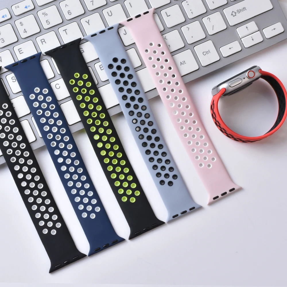 Silicone band For Apple Watch 10 band 46mm 42mm 44mm 45mm 38mm 40mm 41mm Elastic Solo LoopBelt band Apple Watch 9876543 Ultra 2 49mm