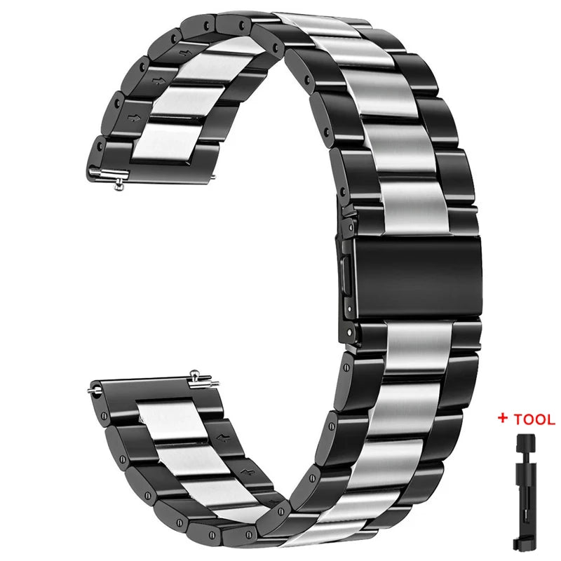 22mm 20mm Strap for Samsung Galaxy 7 6 5 4 40/44mm 6Classic Gear S3 Active2 Stainless Steel Bracelet for Huawei GT3 4Pro Amazfit