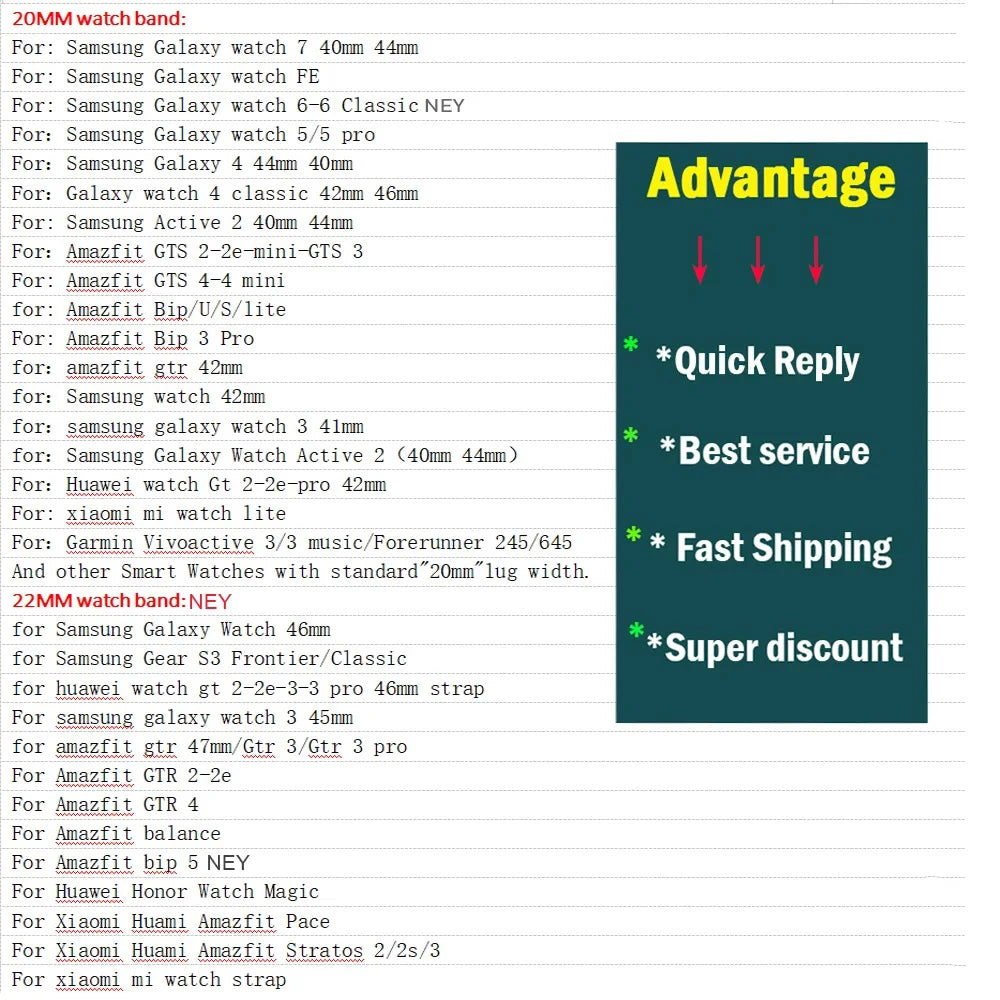 Silicone Loop Strap For Samsung Galaxy Watch 7 6 5 40mm 44mm Adjustable Bracelet Watchband For Galaxy 4 6 Classic 20/22/18mm