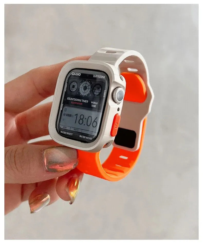 Candy Silicone Case+ band For Apple Watch Series 9 45mm band 8 7 42mm 41mm SE 6 5 4 3 2 1 44mm 40mm 38mm Apple Watch Ultra 2 49mm