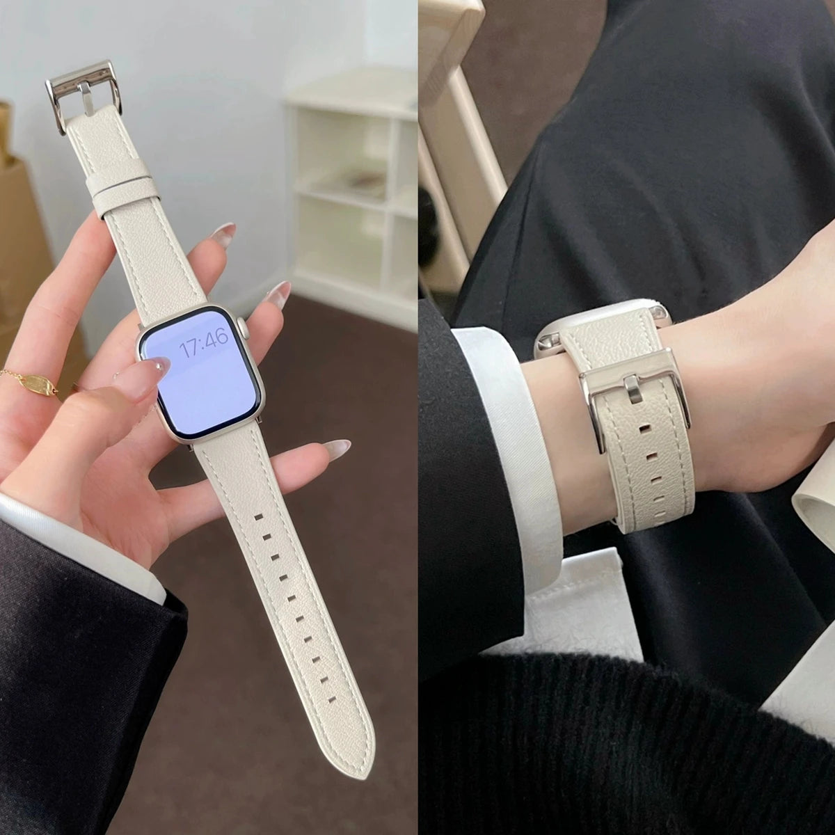 Leather loop Correa For Apple Watch band Series Ultra 11 10 9 8 7 6 5 4 3 2 1 SE 38mm 40mm 41mm 42mm 44mm 45mm 46mm 49mm band