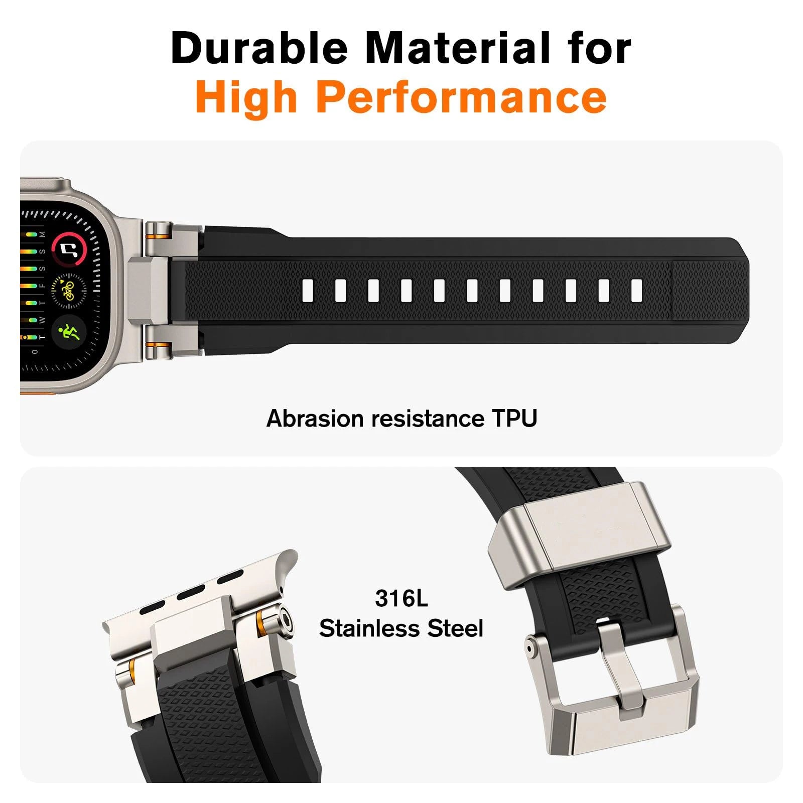 Men's Sport TPU band for Apple Watch band Ultra 2 49mm 46mm 45mm 44mm 42mm Silicone band for Apple Watch Series 10 9 8 7 6 5 4