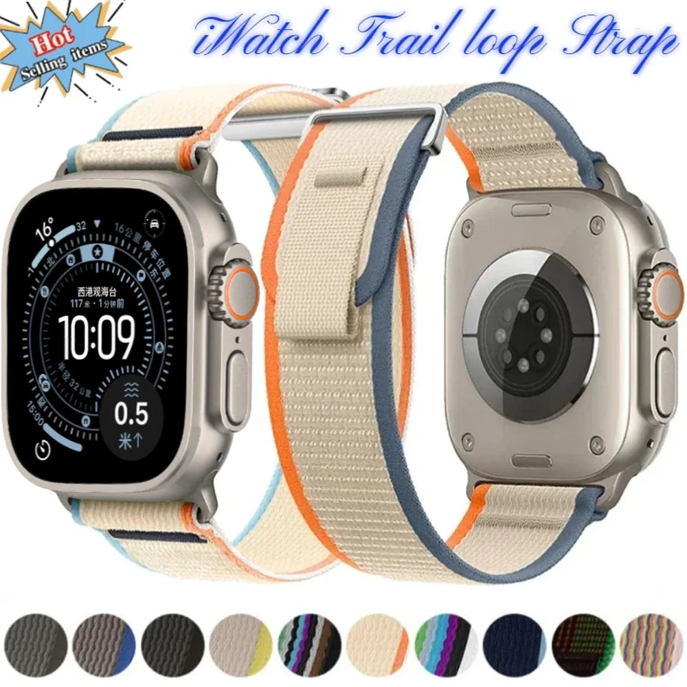 Trail Loop band For Apple Watch Ultra 3 1 49mm 10 11 42mm 46mm Nylon band Apple Watch 9 8 7 6 5 4 SE 3 45mm 41mm 44mm 40mm 38mm