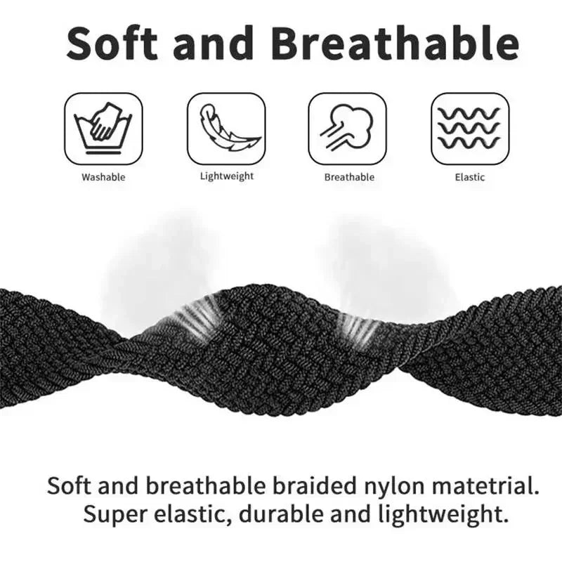 Braided Solo Loop For Apple Watch band 44mm 40mm 45mm 41mm 42mm Ultra 2 49mm correa band Apple Watch Series 9 7 3 5 SE 6 8 band