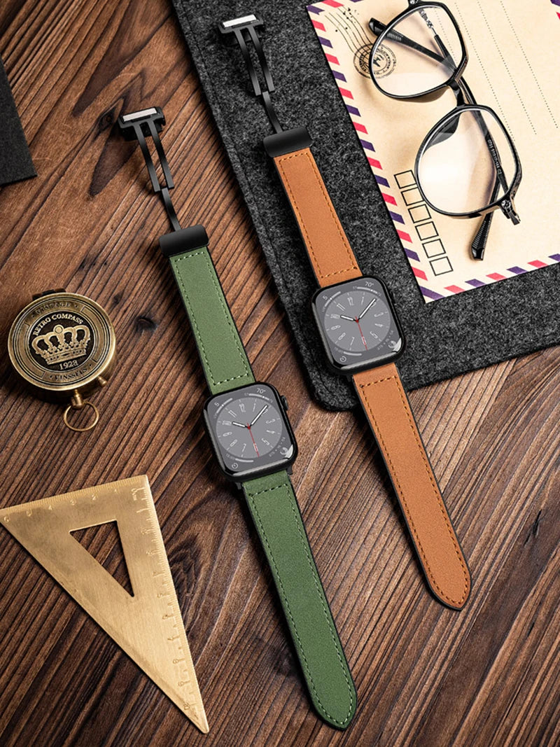 Leather band for Apple Watch 10 Ultra 9 band 46mm 49mm 42mm 44mm 45mm 40mm 41mm band men Silicone Apple Watch Series 9 8 7 SE 6 5