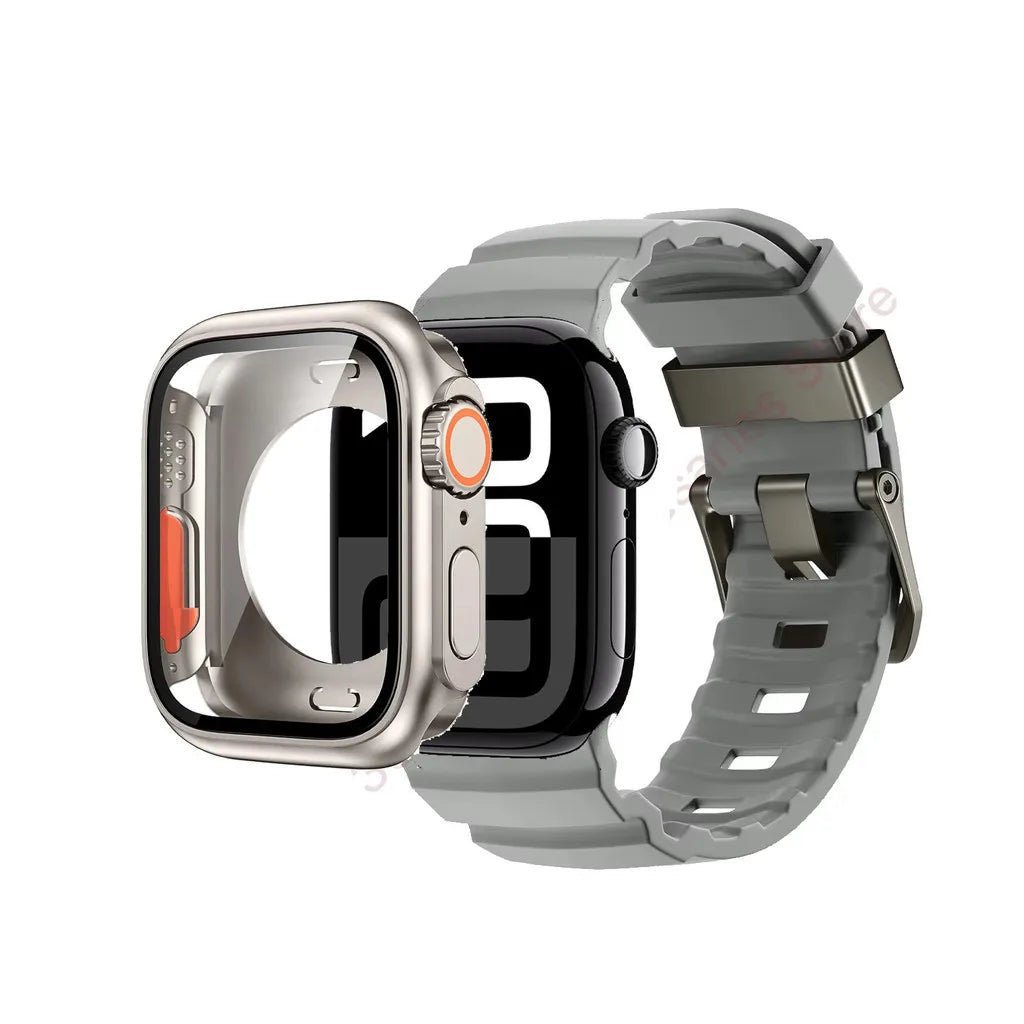 Silicone band+Case Change to Ultra For Apple Watch Ultra 10 9 8 7 6 5 4 SE For Apple Watch 46mm 49mm 45mm 44mm 42mm 41mm 40mm 38mm