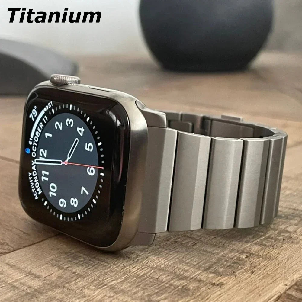 Luxury Titanium band For Apple Watch Ultra 2 49mm 45mm 41mm 44mm 46mm Men Business band For Apple Watch Series 10 9 8 7 6 5 4 SE band