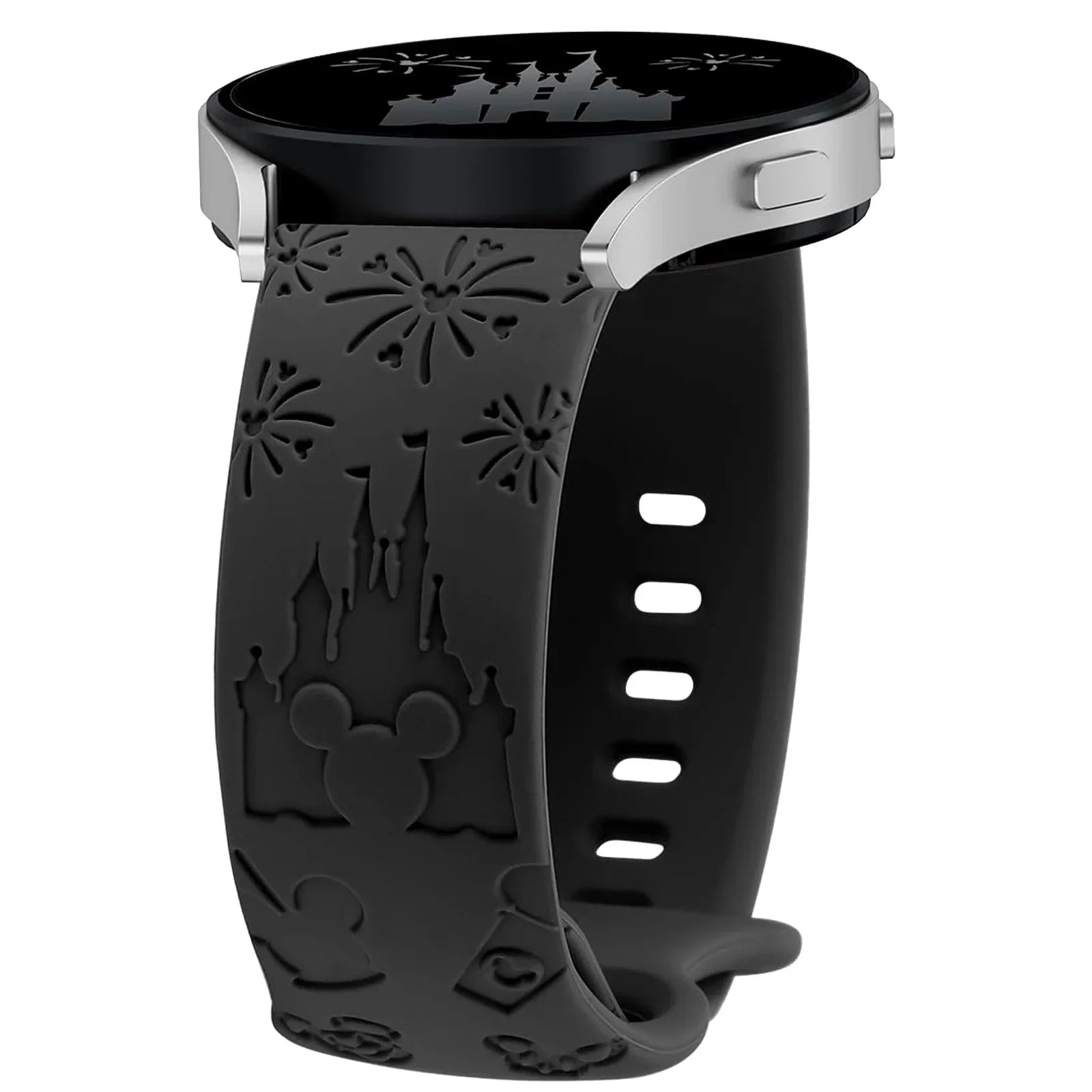 20mm Castle Floral Engraved Band for Samsung Galaxy Watch 7 6 5 4 40/44mm Silicone Cute Strap for Watch 6Classic 47mm 5Pro 45mm