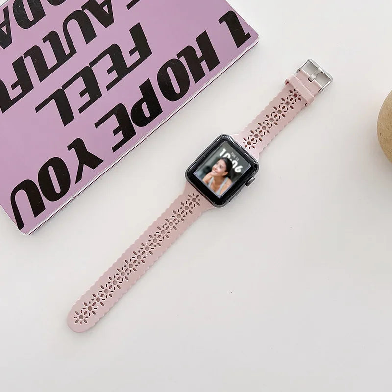 Silicone band For Apple Watch 44mm 40mm 38mm 42mm Ultra 2 49mm Sport band Apple Watch Series 9 7 8 6 SE 5 4 3 41mm 45mm band