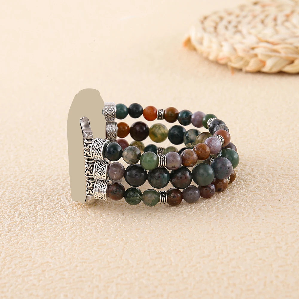 African Jasper Smart Watch band 38mm 45mm Elastic Couple Wristwatch band Apple Watch Handmade Jewelry