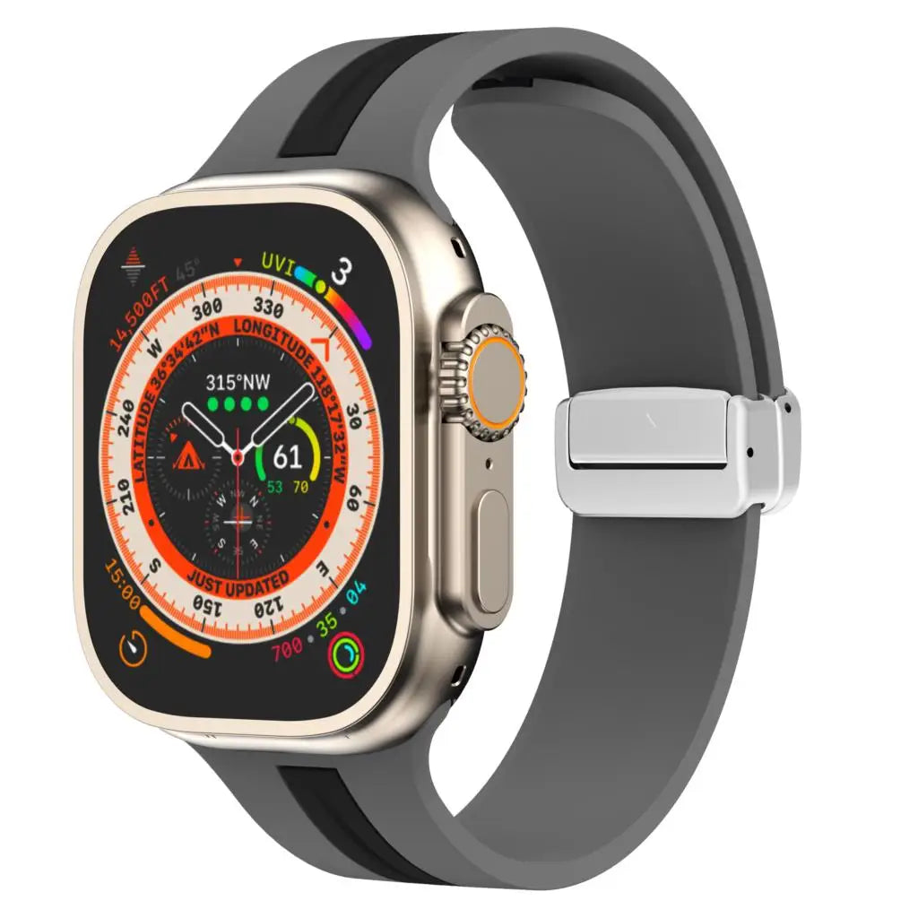 Magnetic buckle band For Apple Watch Ultra 2 band 49mm 44mm 40mm 45mm 41mm 38mm Silicone band Apple Watch Series 7 3 6 5 SE 8 9