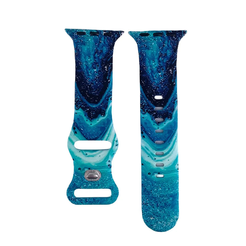 Patterned Silicone band For Apple Watch band Ultra 49mm 45mm 44mm 41mm 40mm For Apple Watch Series 9 8 7 6 5 4 3 2 1 SE Watch bands