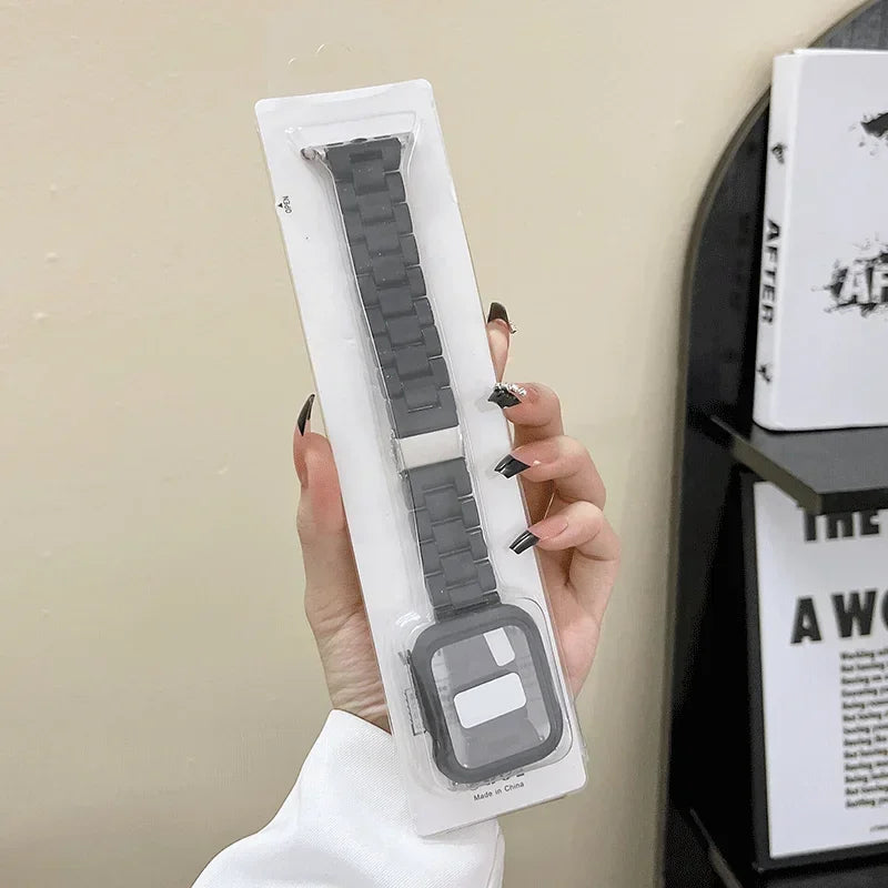 Watch band+Case+glass For Apple Watch band 44mm 40mm 38mm 42mm Candy band Apple Watch Ultra 2 49mm serie 9 8 7 6 5 4 3 SE 41mm 45mm