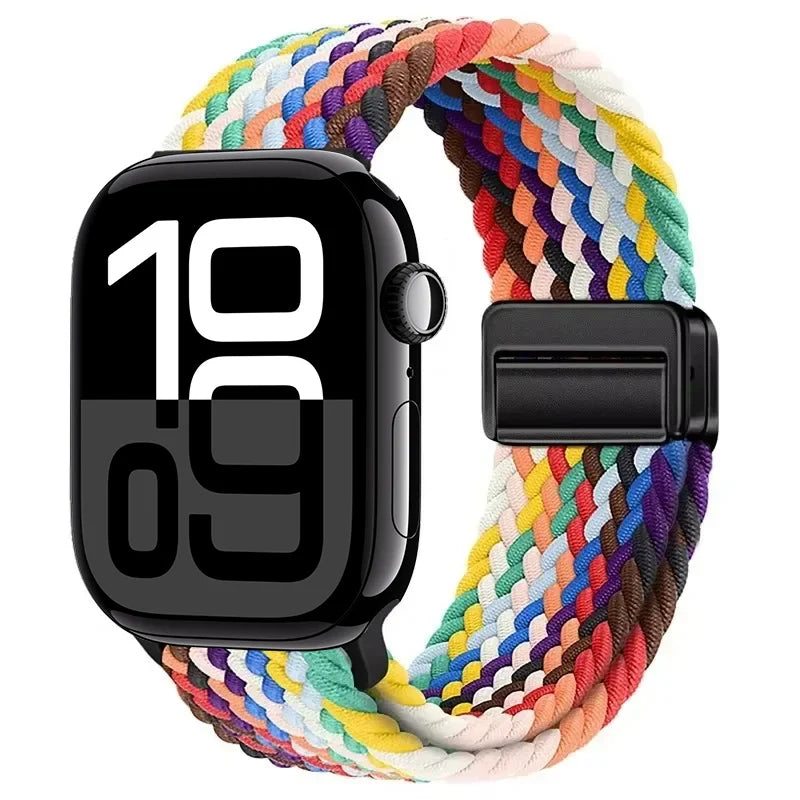 Nylon Braided Loop band for Apple Watch Ultra 3 2 49mm 11 10 42mm 46mm 9 8 7 45mm 41mm Magnetic band Apple Watch 6 5 SE 44mm 40mm band