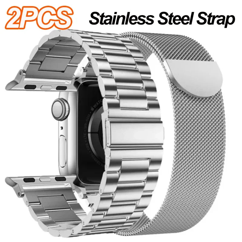 2pcs Stainless Steel band For Apple Watch band 49mm 45mm 41mm 40mm 44mm metal correa band belt Apple Watch Series9 8 7 6 5 SE 4