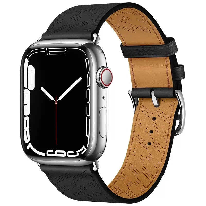 Leather band For Apple Watch Ultra 2 49mm 9 8 7 45mm 41mm High quality business wristband For Apple Watch 6 5 4 3 SE 44mm 40mm 42mm