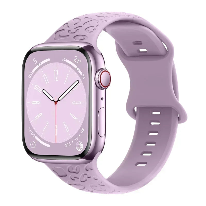 Engraved band For Apple Watch Ultra 3 2 1 49mm 41mm 45mm 40mm 44mm 42mm 46mm Silicone Leopard band Series 11 10 9 8 7 6 5 4 band