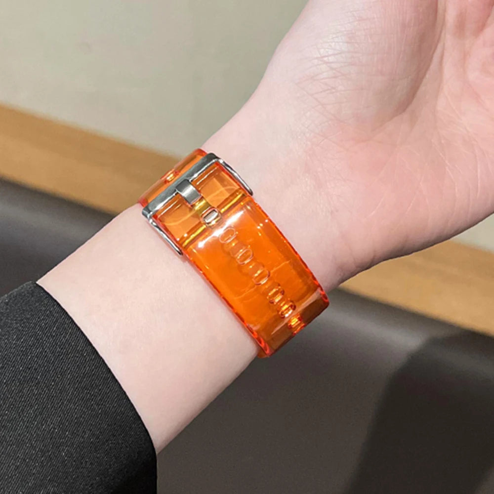 Silicone band For Apple Watch band 49mm 46mm 42mm 40mm 42mm 45mm 41mm 44mm 38mm Glacier Jelly Clear band For Apple Watch Series 10 9 8 Ultra